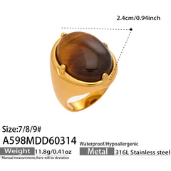Colored Glass & Tiger Eye Statement Rings