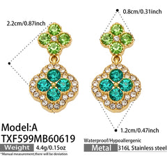 18K Gold-Plated Color Four-Petal Cubic Zirconia Jewelry