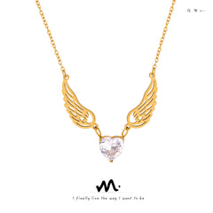 Winged Heart Cubic Zirconia Pendant Necklace
