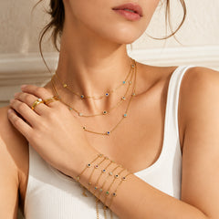 18K Gold-Plated Color Cubic Zirconia Station Jewelry