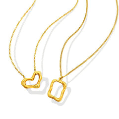 Open Heart or Geometric Pendant Necklace