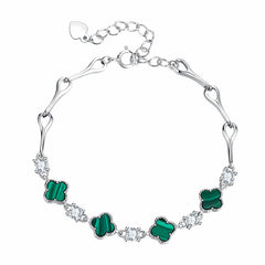 Marielle Vintage-Inspired Malachite Clover Bracelet