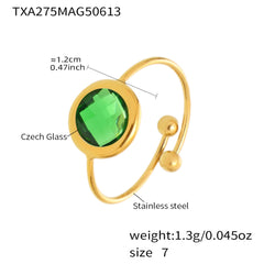 Gold-Tone Round Glass Open Ring