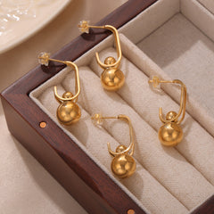 Polished Round Bead Drop Earrings