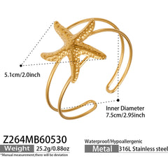 18K Gold-Plated & Silver-Tone Ocean Motif Cuffs