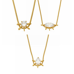 Gold-Tone Cubic Zirconia Drop Pendant Necklaces