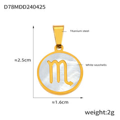 Gold-Tone Shell Zodiac Pendant Charm
