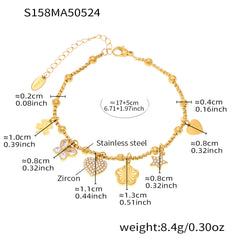 Gold-Tone Cubic Zirconia Charm Bracelet or Anklet