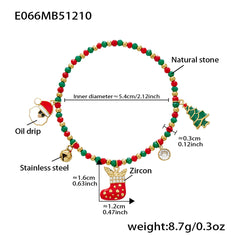 Christmas Crystal Bead Charm Bracelet