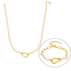 18K Gold-Plated Heart Link Necklace or Bracelet