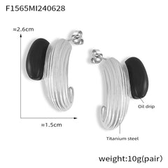 Enamel Ribbed Hoop Earrings