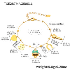 18K Gold-Plated Enamel Bell Necklace or Bracelet