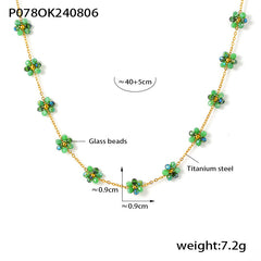 Glass Bead Flower Necklace, Bracelet & Anklet