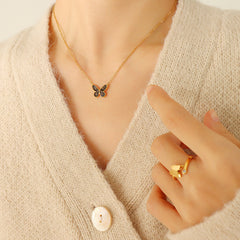 Textured Butterfly Pendant Necklace