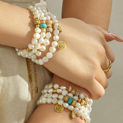 18K Gold-Plated Freshwater Pearl Beaded Bracelets