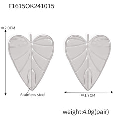 Heart-Shaped Leaf Texture Stud Earrings