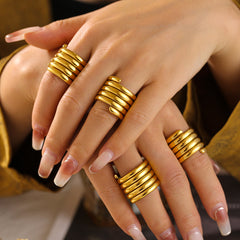 18K Gold-Plated Wrapped Multi-Row Ring