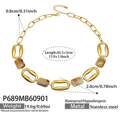 Gold-Tone Resin and Open Link Necklace