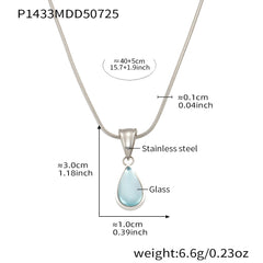 Glass Teardrop Pendant Necklace