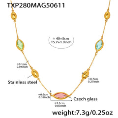 Faceted Glass Accent Link Necklace