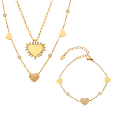 18K Gold-Plated Cubic Zirconia Heart Jewelry
