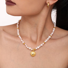 18K Gold-Plated Freshwater Pearl Coin Necklace