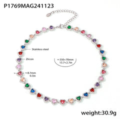 Heart & Round Cubic Zirconia Necklace & Bracelet