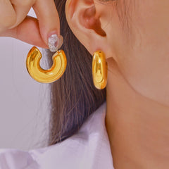 Polished Sculptural Hoop Earrings
