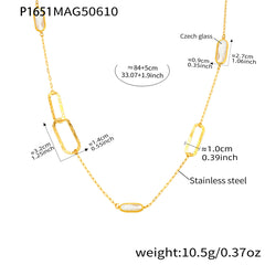 Gold-Tone Faceted Glass Paperclip Link Necklace