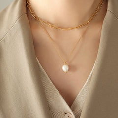 Layered Freshwater Pearl Pendant Necklace