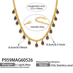 18K Gold-Plated Cubic Zirconia Drop Charm Necklace