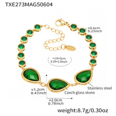 Gold-Tone Teardrop Glass Link Bracelet