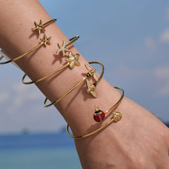 Gold-Tone Ocean or Insect Open Cuff Bracelet