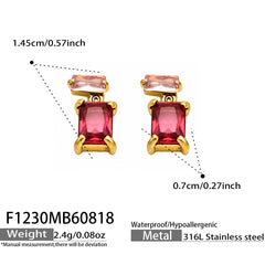 Faceted Rectangle Glass Drop Earrings