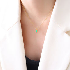 18K Gold-Plated Emerald-Green Cubic Zirconia Necklace