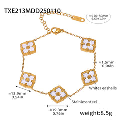 18K Gold-Plated Floral Inlay Necklace, Bracelet or Earrings