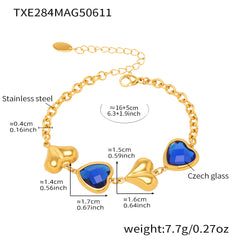 18K Gold-Plated Heart Glass Necklace, Bracelet or Earrings