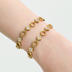 18K Gold-Plated Round Cubic Zirconia Necklace & Bracelet