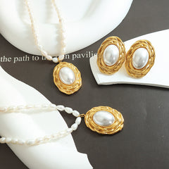 Freshwater Pearl Necklace or Oval Pearl-Look Earrings
