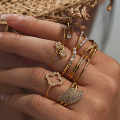 Cubic Zirconia Floral and Pearl-Look Ring Designs