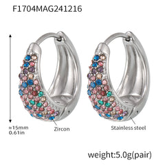 18K Gold-Plated Color Cubic Zirconia Rounded Hoops