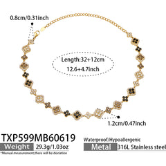 18K Gold-Plated Color Four-Petal Cubic Zirconia Jewelry