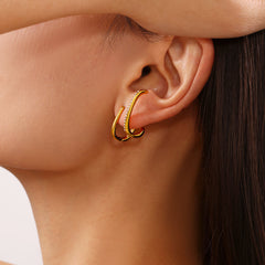 Linear Cubic Zirconia Stainless Steel Earrings
