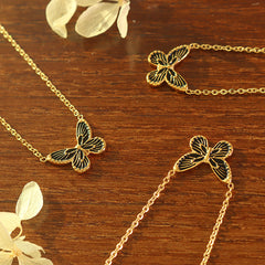 Textured Butterfly Pendant Necklace