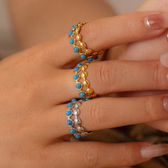 Blue Stone Accent Open Ring
