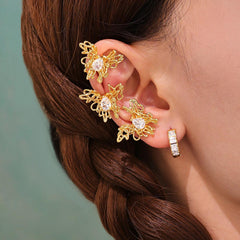 18K Gold-Plated Cubic Zirconia Butterfly Ear Cuff — Single