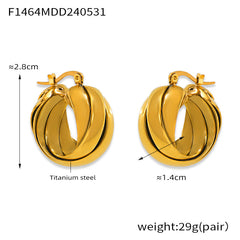 Gold-Tone Twisted Multi-Line Hoop Earrings