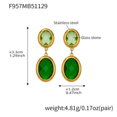 Faceted Oval Glass Drop Earrings