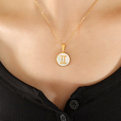 White Shell Zodiac Pendant Necklace
