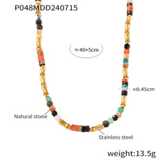Multicolor Natural Stone Beaded Necklace